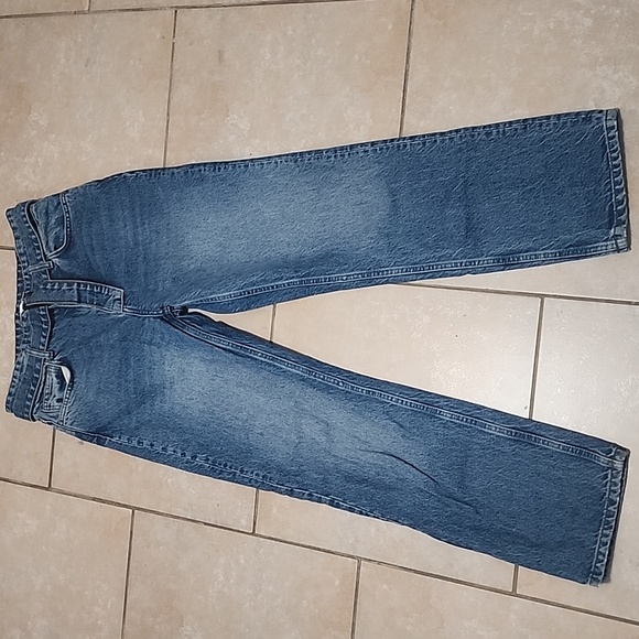 Reformation Cyntjia High-Waisted Belted Straight Blue Jeans Size 26 - Picture 6 of 15